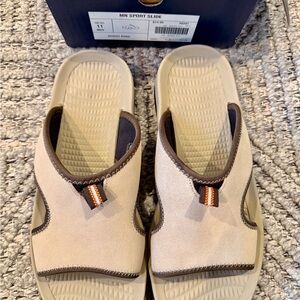 Lands' End Men's Sport Slide Sandals - Tan and Brown